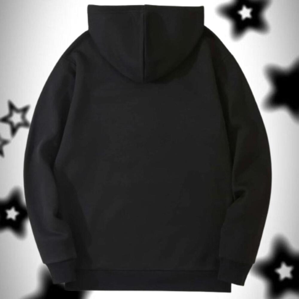 Brand New Solid Black Drawstring Thermal Hoodie - image 4